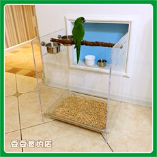 Качели 鹦鹉不锈钢鸟架花椒木站杠鸟笼带食盒陶瓷食碗中大型鹦鹉架子中号