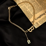 Брендовая цепочка до ключиц из нержавеющей стали с буквами, ожерелье, европейский стиль, простой и элегантный дизайн