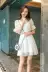 Đầm suông màu đỏ chính hãng của phụ nữ chính hãng 2019 Đầm dự tiệc hè mới phiên bản Hàn Quốc của áo ngắn tay màu rắn chữ A - Váy eo cao Váy eo cao