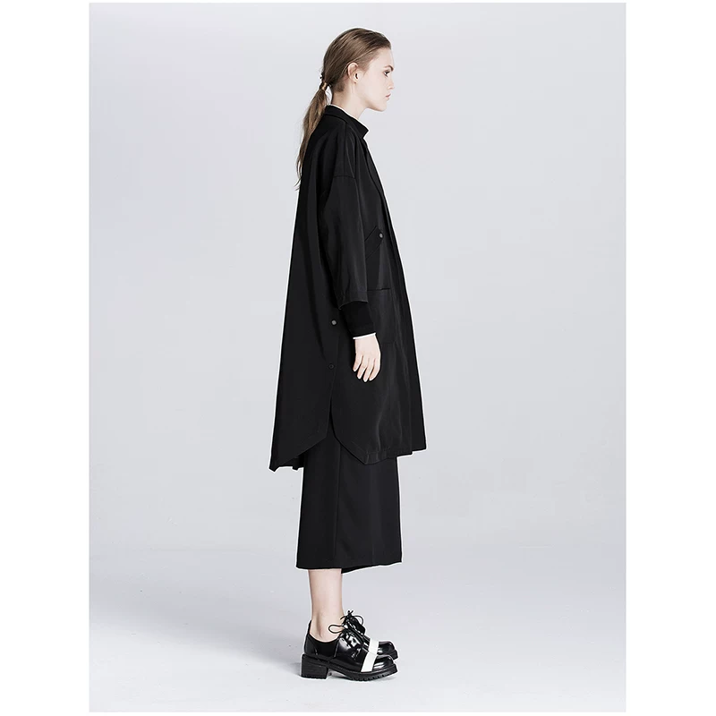 Костюм, trench coat, осенняя оригинальная дизайнерская куртка, свободный крой