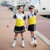Quần áo mẫu giáo mùa hè Phong cách Anh nam và nữ ngắn tay ngắn quần áo lớp quần áo mùa hè phù hợp với tiểu học - Đồng phục trường học / tùy chỉnh thực hiện