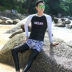 Cặp vợ chồng Hàn Quốc đồ bơi nữ chia tay dài tay sứa phù hợp với ống thở phù hợp với quần áo lướt nhanh quần áo chống nắng - Vài đồ bơi Vài đồ bơi