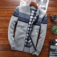 Mùa xuân nam thu đông dây kéo đan áo len cardigan áo khoác giản dị đứng cổ áo len nam cổ cao cộng với nhung dày shop đồ nam đẹp