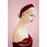 Аксессуар, бархатная бордовая повязка на голову, свадебный аксессуар, подарок на день рождения