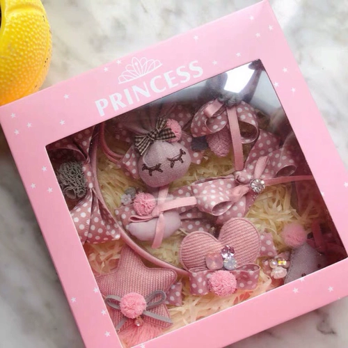 Аксессуар для волос, детская заколка для волос с бантиком, ободок, подарочная коробка, резинка, ювелирное украшение, набор, в корейском стиле