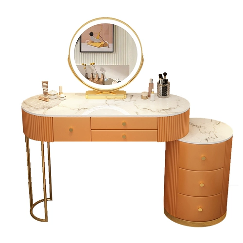 Современный и минималистичный туалетный столик из натурального дерева для спальни, расширенная система хранения, изысканный стиль