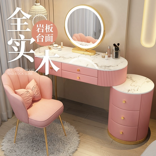 Современный и минималистичный туалетный столик из натурального дерева для спальни, расширенная система хранения, изысканный стиль