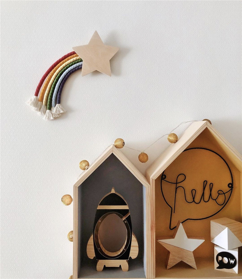 Network Red Wall Pendant Tapestry Children's Room Decoration Five Point Star Rainbow_voghion.com