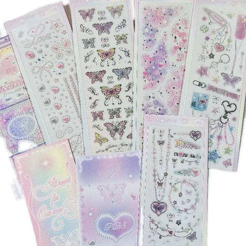 Spot Korean Pearly Button Shiny Laser Sequin Starkling Card Sticker Ins Chase Diy Декоративная наклейка