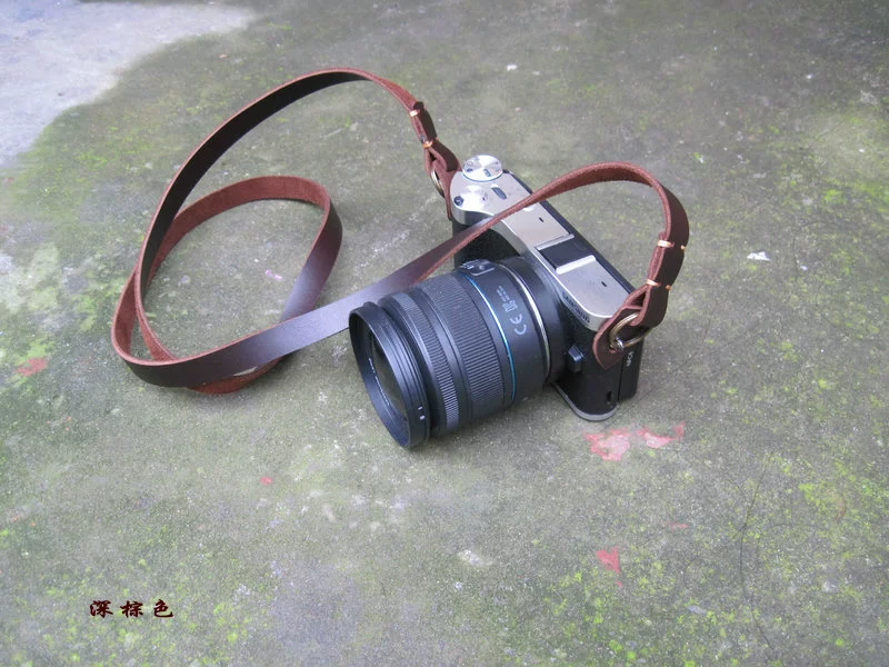 Máy ảnh DSLR da retro làm bằng da với dây đeo máy ảnh bằng da lộn màu nâu vàng LOGO - Phụ kiện máy ảnh DSLR / đơn