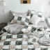 ins 4 gia đình Bắc Âu bốn bông ba mảnh giường bông đơn giản kẻ sọc tấm chăn ký túc xá - Bộ đồ giường bốn mảnh