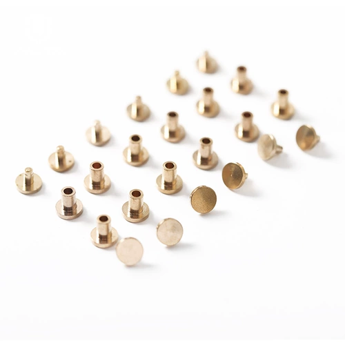 Тонкая чистая бронзовая плоская головка заклепки заклинание с двумя пейрографом ногти для ногтей DIY кожаная установка Сильная фиксальная пряжка