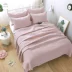 Sợi màu Hàn Quốc rắn màu hồng chần bởi ren bên giường bọc bông ba mảnh thêu điều hòa không khí ga nệm đẹp Trải giường
