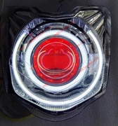 Yamaha bay đến 150 xe máy YS150 ống kính mắt thiên thần đèn xenon đèn pha ống kính kép sửa đổi lắp ráp