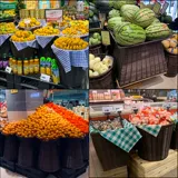 Магазин фруктов фруктовые корзина из корзины с фруктами и овощной корзиной, овощной сухой товары показывают корзины, грузовые корзины для хранения корзины с грузовым шельфом