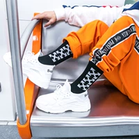 Демисезонные брендовые хлопковые носки, гольфы для влюбленных, 2018, средней длины, в корейском стиле