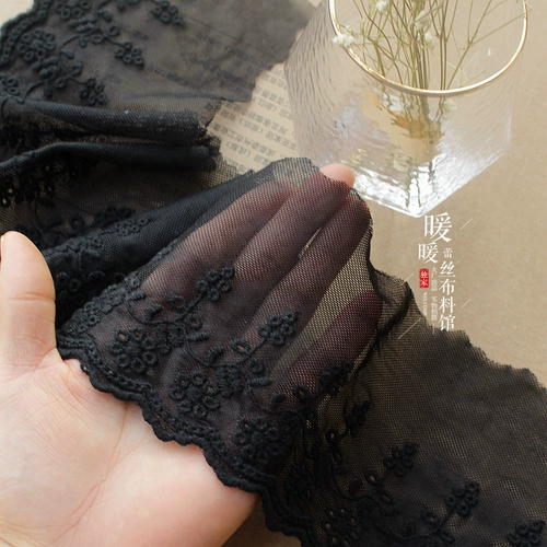 Черная кружевная хлопковая ткань, марлевая одежда, кружевное платье, с вышивкой