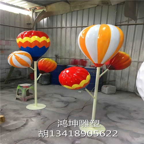 Creative Fiberglass Cartoon Color Hot Air Balloon Ballipop Sculpture Mall Park Park Playground украшения украшения настройка