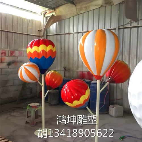 Creative Fiberglass Cartoon Color Hot Air Balloon Ballipop Sculpture Mall Park Park Playground украшения украшения настройка