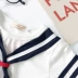 Trẻ em ngắn tay mùa hè mới bé trai và bé gái Quần áo trẻ em phong cách hải quân dễ thương hoạt hình áo thun cotton cổ tròn nửa tay - Áo thun