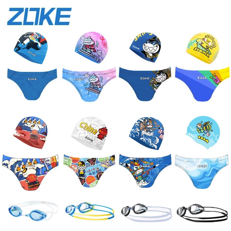 zoke chouke children boys small middle school big boys adolescent students professional training triangle swimming trunks quick drying