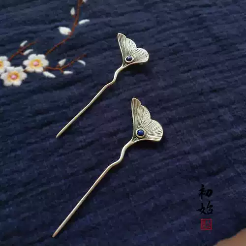 Китайская шпилька, ретро инкрустация камня, подвеска, серебро 925 пробы