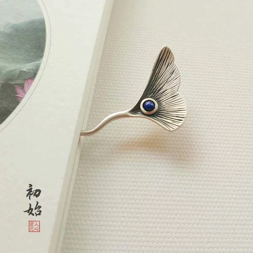 Китайская шпилька, ретро инкрустация камня, подвеска, серебро 925 пробы