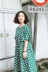 Suji Ange thiết kế ban đầu lỏng giản dị váy dài văn học retro vòng cổ polka dot dress mùa hè phong cách mới váy len suông dáng dài Váy dài