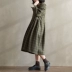 Suji Ange thiết kế ban đầu lỏng váy dài 2017 mùa đông văn học retro kẻ sọc len búp bê cổ áo ăn mặc đầm dài tới mắt cá chân Váy dài