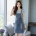 Váy denim dây đeo hai mảnh nữ dây đeo nhỏ phiên bản Hàn Quốc của bộ váy denim dài mảnh - Sản phẩm HOT