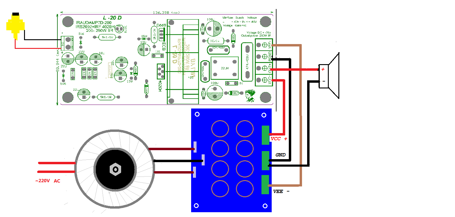 Схема irs2092amp 500w