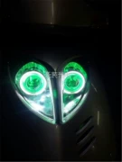 Yuexing xe máy đèn xenon đèn pha màu xanh siêu sao HJ125T đôi ống kính thiên thần ma quỷ mắt xenon lắp ráp đèn