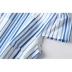 Làm mới ánh sáng màu xanh tương phản màu xanh và trắng sọc dọc cao eo là mỏng một tay áo đầm 18 năm mùa hè phong cách mới Váy eo cao