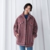 Sọc màu sắc tương phản áo len 2018 mùa thu và mùa đông mới của Hàn Quốc phiên bản của phần dài lỏng mỏng mỏng dày tweed coat Trung bình và dài Coat