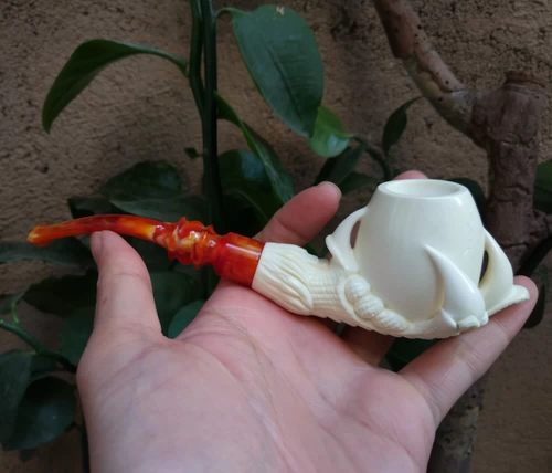 Турецкий мастер ручной работы Рейс натуральный оригинальный море -пузырьковый камень скульптуры дракона хватает яйца схватить яичный дым Специальные ингредиенты специальные ингредиенты