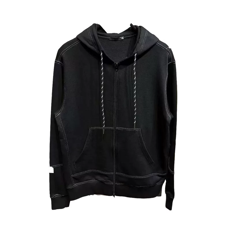 Черная толстовка с длинным рукавом и капюшоном, дизайн кардигана, качественная куртка
