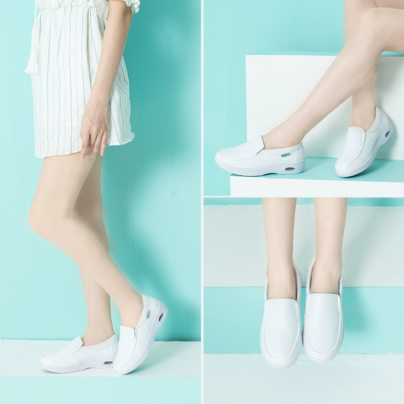 giày y tá trắng nữ độn bông mùa đông 2019 Hàn Quốc nữ dốc bệnh viện mới với không trượt mềm đế giày cộng với nhung trắng 