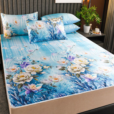 302冰丝凉席三件套1.8米2米1.5米家用1米5可折叠0.9m1.2宿舍席