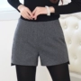 Mùa thu đông 2018 mới của phụ nữ phiên bản Hàn Quốc của quần short len ​​cạp cao cỡ lớn là quần lửng ống quần mùa đông quần âu quần short nữ ống rộng