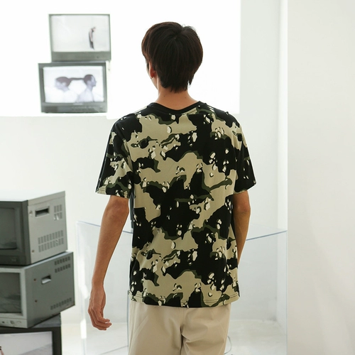 New balance, летняя камуфляжная спортивная тонкая комфортная футболка, круглый воротник