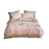 60 Tencel bốn mảnh băng hai mặt màu đỏ mùa hè màu hồng thân thiện với da ngủ màu nude thêu giường màu rắn - Bộ đồ giường bốn mảnh Bộ đồ giường bốn mảnh