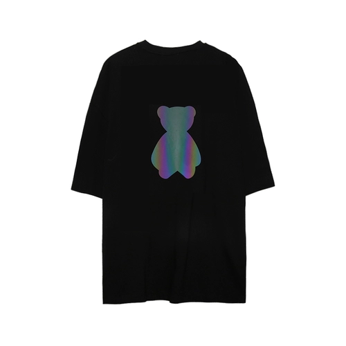 Светоотражающая футболка, парная одежда для влюбленных, летняя одежда, в корейском стиле, с медвежатами, короткий рукав