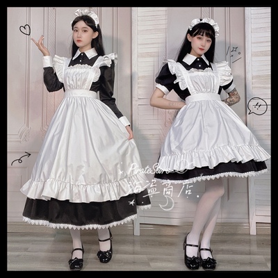 taobao agent Working days long traditional classic British maid dress high -quality fabric COS coffee shop long -sleeved short -sleeved versatile