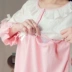 Hồng ren phụ nữ mang thai phù hợp với mùa xuân và mùa thu đồ ngủ nhà dịch vụ áo sơ mi quần hai bộ của con bú quần áo tháng quần áo mùa xuân quần áo