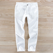 Mùa hè tinh khiết quần linen nam kinh doanh bình thường quần linen thẳng phần mỏng cotton trắng thở và quần linen thủy triều