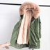 Nalan hun khói trong đoạn dài lông cổ áo lông lớn để vượt qua các lớp lót lông thỏ có thể tháo rời Hàn Quốc phiên bản của chiếc áo khoác nữ là mỏng áo lông cừu uniqlo nữ Faux Fur