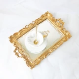 Европейская стиль золотистого перолочного зеркала стеклянный лоток прямоугольный фрукты тарелка чай