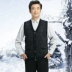 Mùa thu và mùa đông mới trung niên của nam giới len vest trung niên cha nạp V-Cổ dệt kim len cardigan không tay vest áo len trung niên Dệt kim Vest