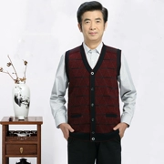 Người đàn ông trung niên của v-cổ tay áo len cardigan vest đan áo len vest trung niên cha cha áo khoác nam