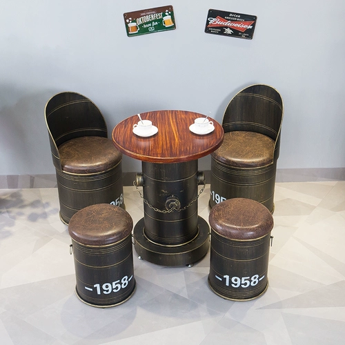 Retro Iron Cold Wood Leisure Bar Milk Tea Shop Стол и стул Комбинированный батон